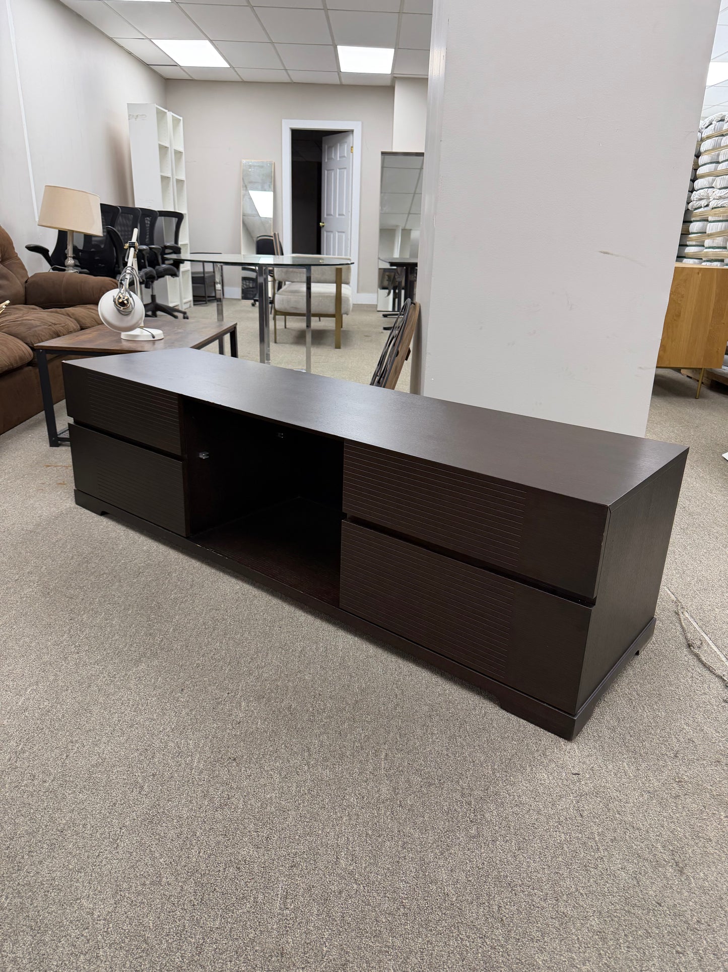 Modern Espresso Media Console / Low TV Stand (Heavy)