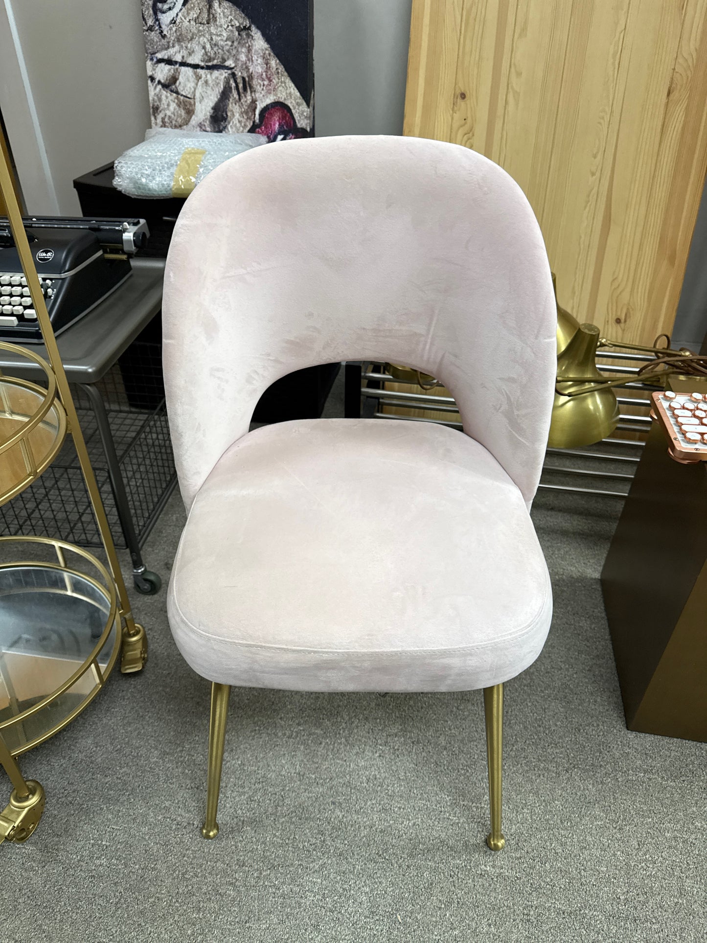 Velvet Accent Chair with Gold Legs