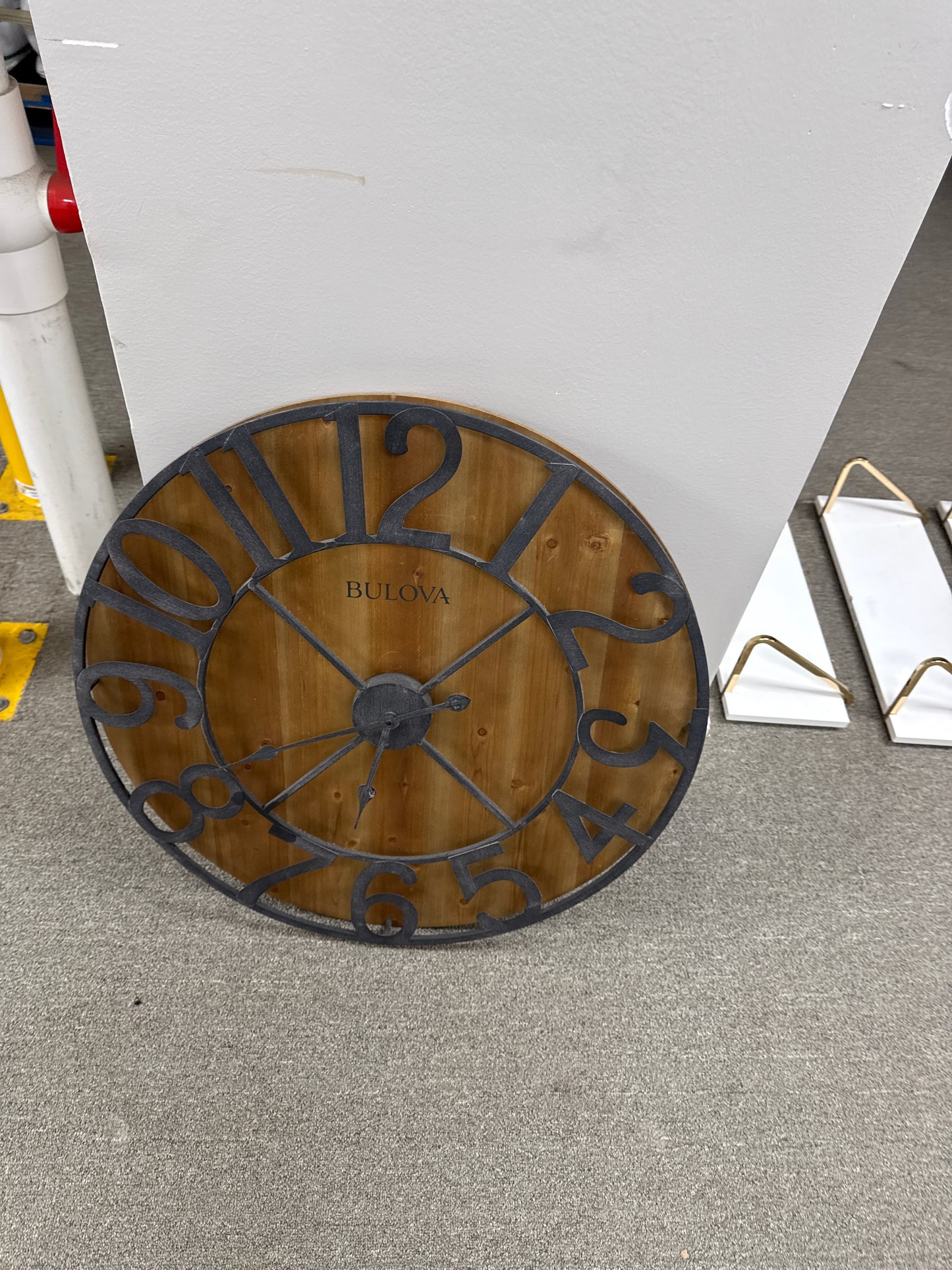 Bulova Rustic Wood & Metal Wall Clock