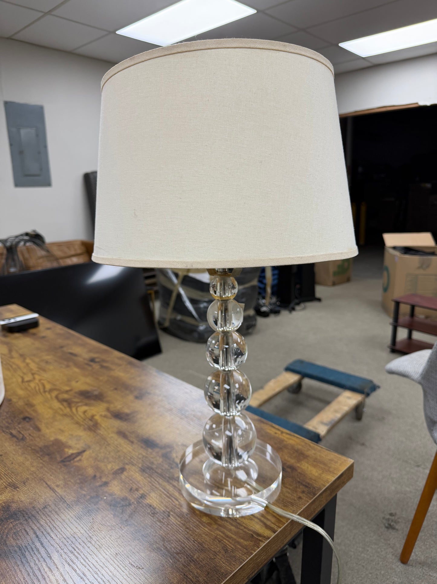 Modern Crystal Ball Table Lamp with Fabric Shade