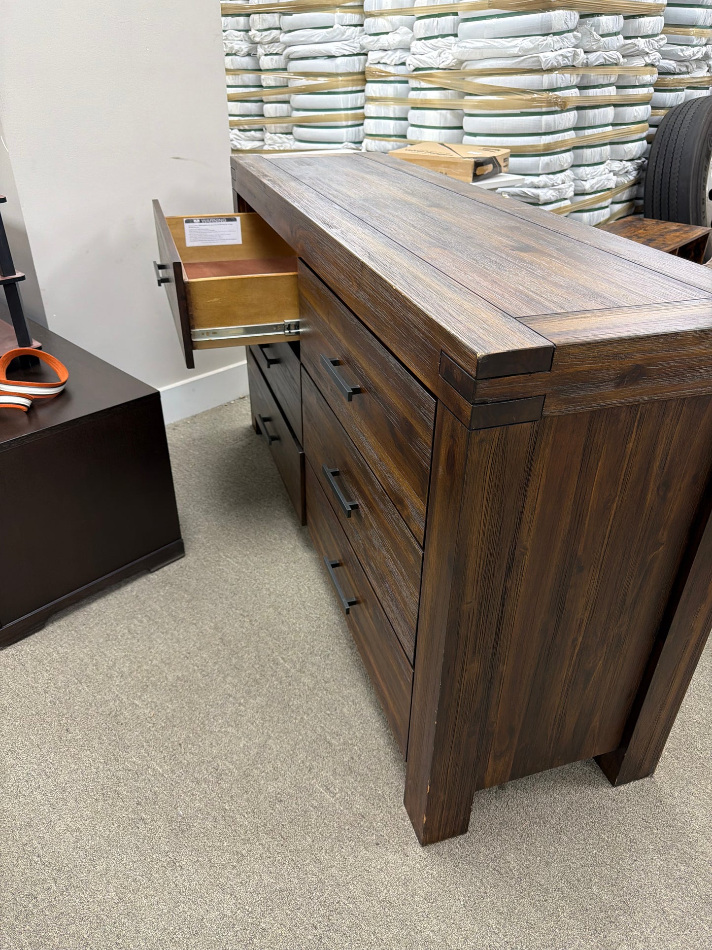 Solid Wood 6-Drawer Dresser – Dark Walnut