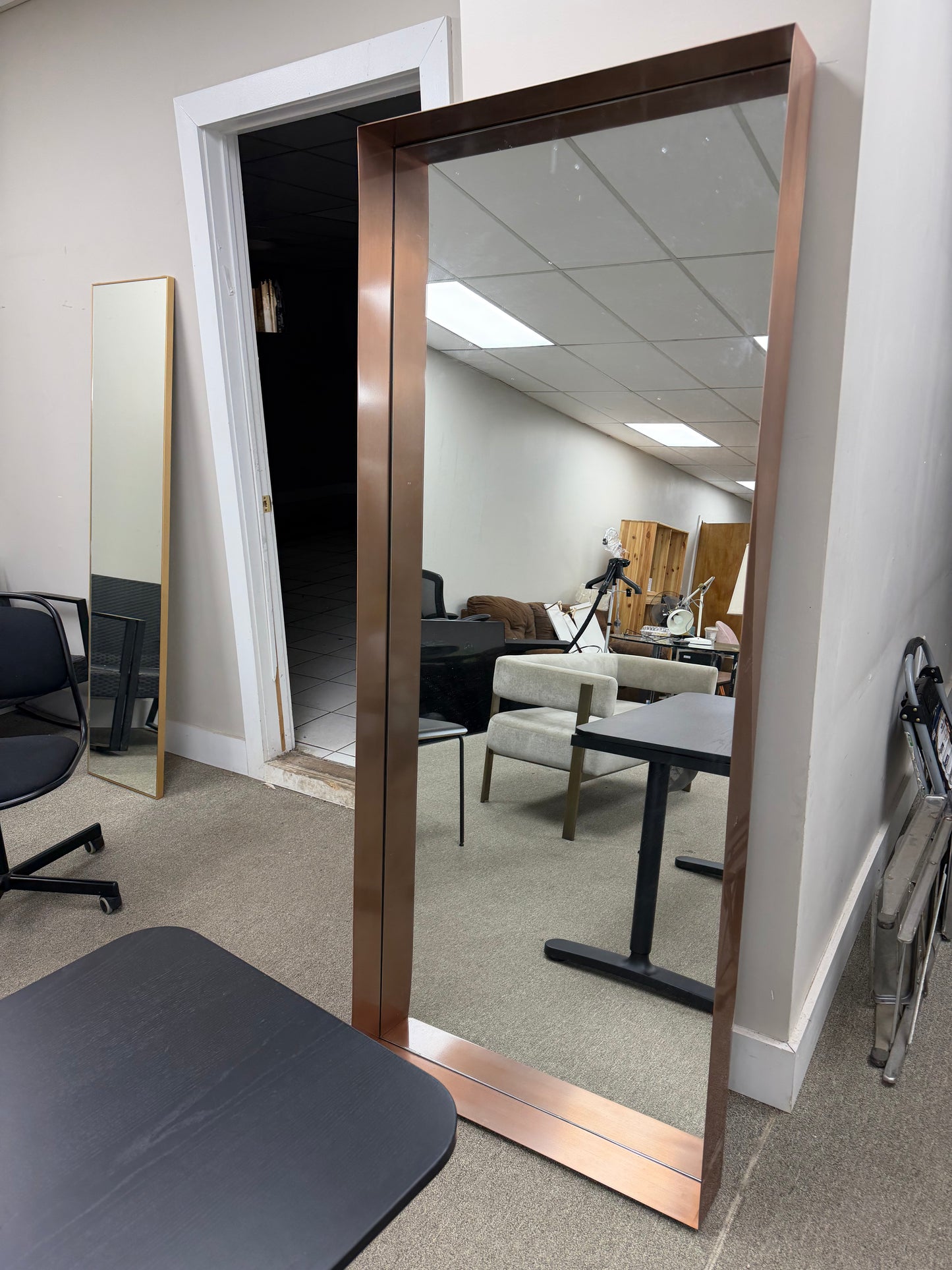 West Elm Oversized Floor Mirror – Brushed Copper Frame