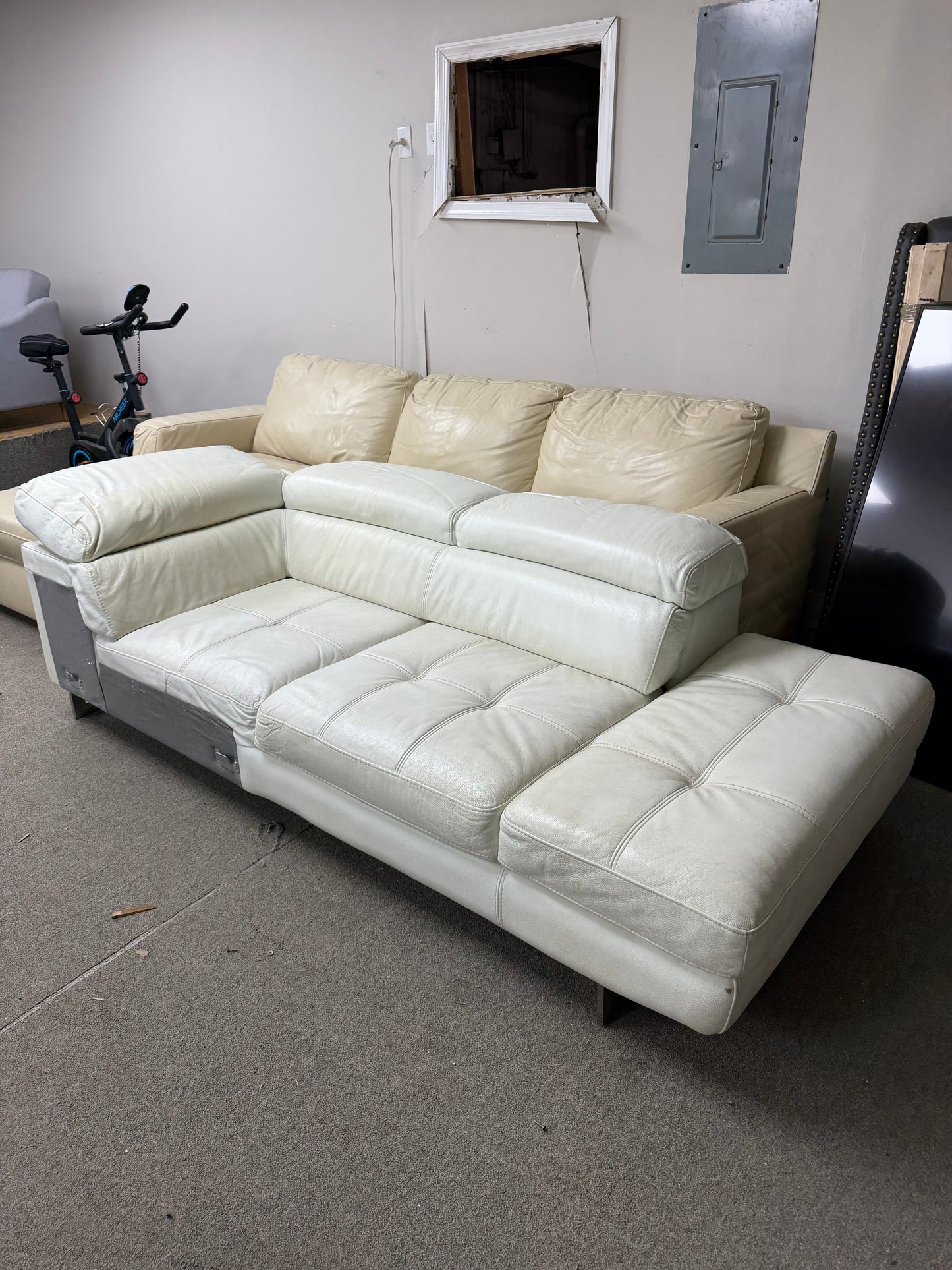 Modern White Leather Convertible Sofa Bed