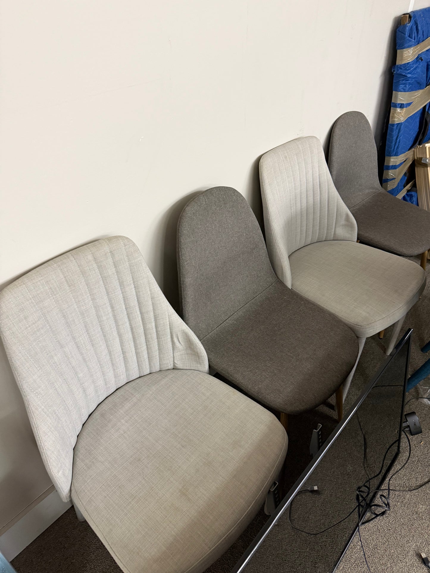Set of 4 Modern Upholstered Dining Chairs in Neutral Tones