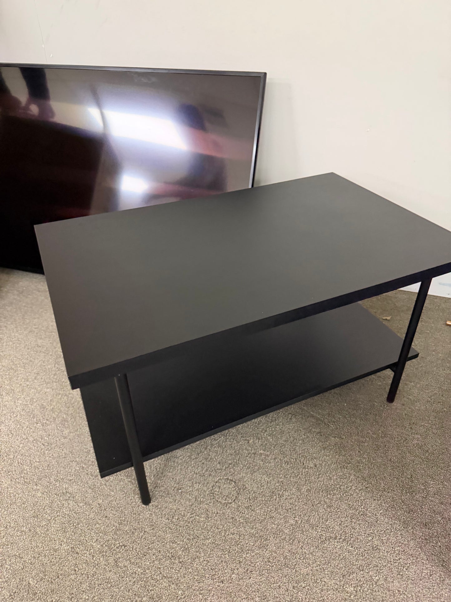 Modern Black Console Table with Storage Shelf