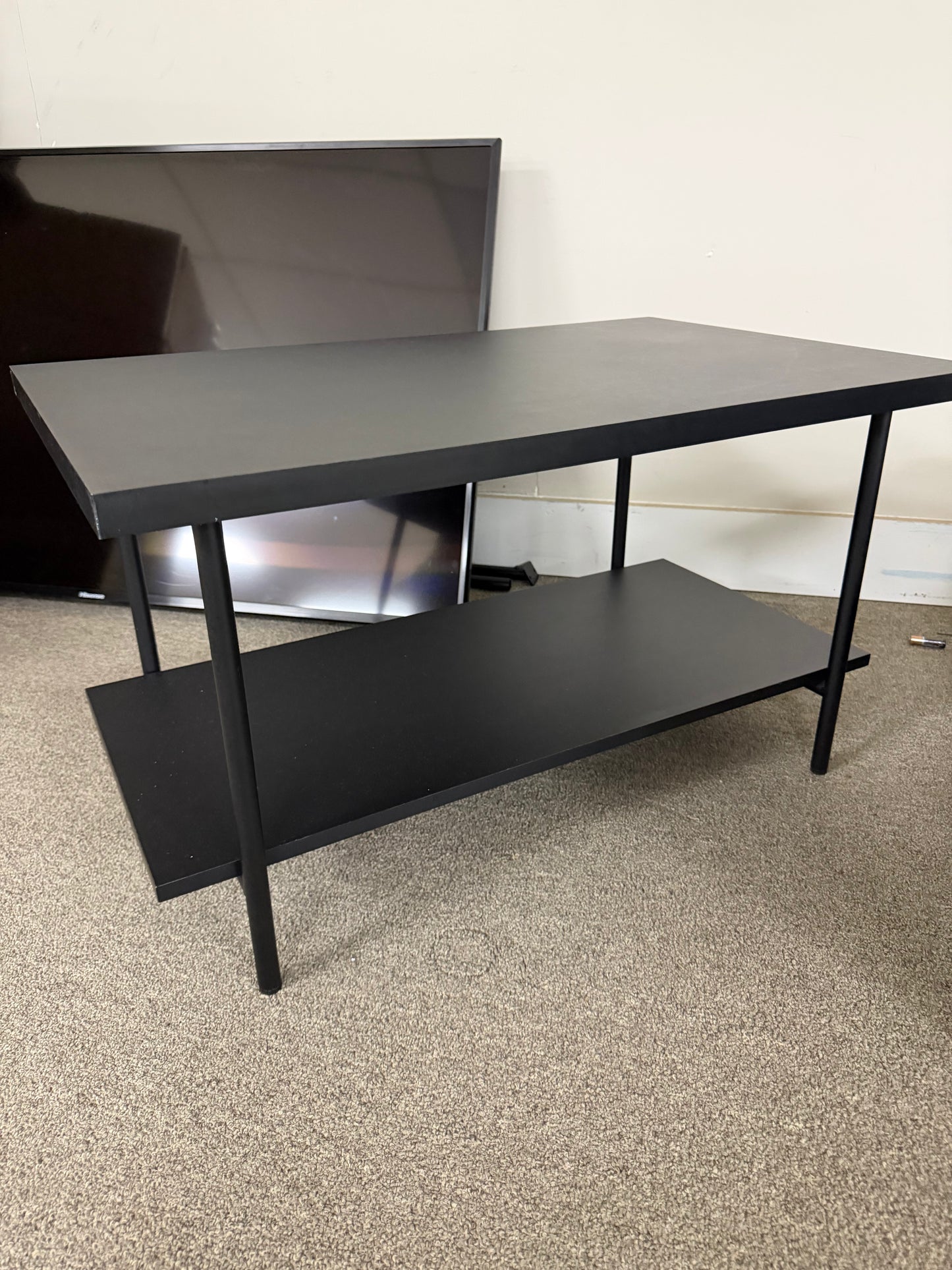 Modern Black Console Table with Storage Shelf
