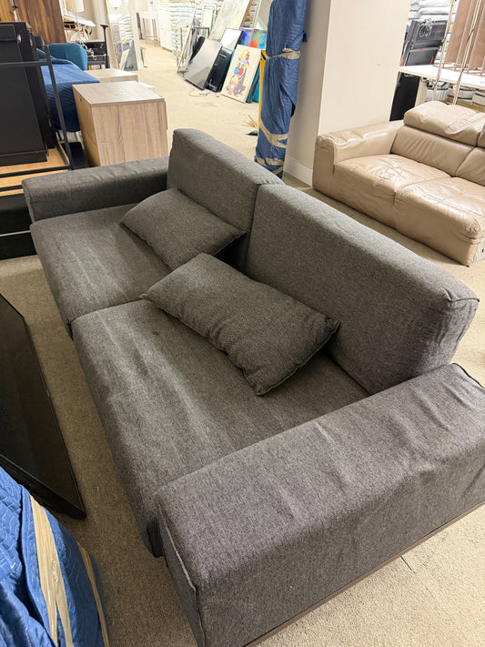 Modern Gray Fabric Sofa with Accent Pillows