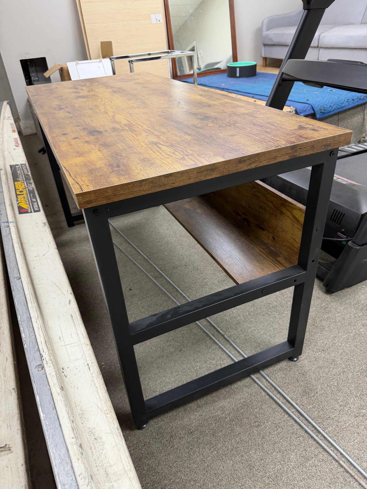 Rustic Industrial Coffee Table with Storage Shelf