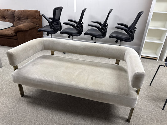 Cream Velvet Modern Bench